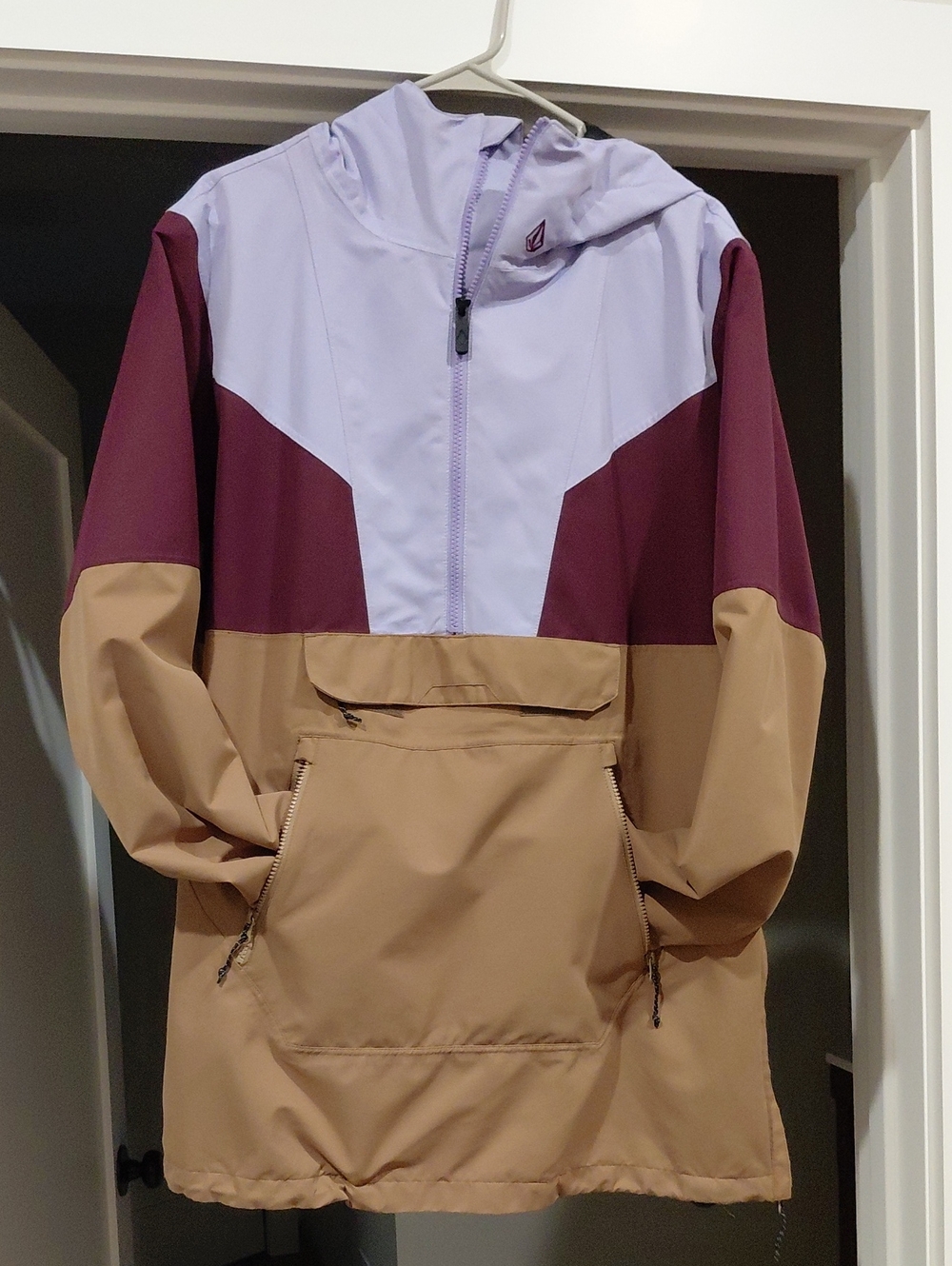 Like New Volcom Women’s Colorblock Ski Anorak Jacket - Lavender, Burgundy & Tan